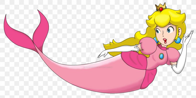 Super Princess Peach Mermaid Rosalina Princess Daisy, PNG, 1261x633px, Watercolor, Cartoon, Flower, Frame, Heart Download Free