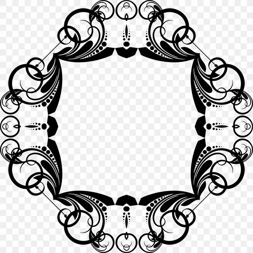 Borders And Frames Black And White Clip Art, PNG, 2298x2298px, Borders And Frames, Artwork, Black, Black And White, Body Jewelry Download Free