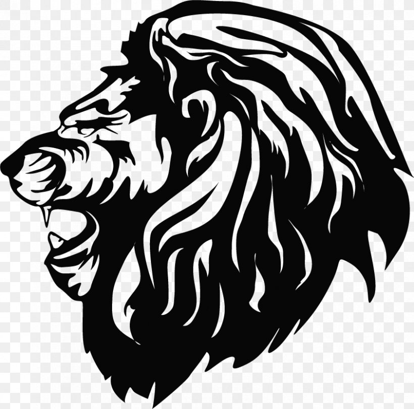 Lion Vector Graphics Clip Art Illustration, PNG, 842x834px, Lion, Big Cats, Blackandwhite, Carnivore, Drawing Download Free