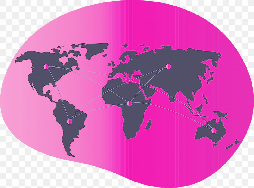 Pink Purple Magenta World Silhouette, PNG, 3000x2228px, Connected World, Magenta, Paint, Pink, Plate Download Free