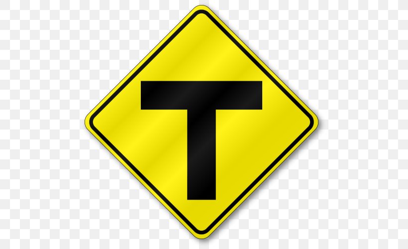 Traffic Sign Warning Sign Intersection Three-way Junction, PNG, 500x500px, Traffic Sign, Area, Brand, Department Of Motor Vehicles, Driver S License Download Free
