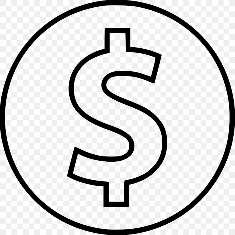 Dollar Sign Currency Symbol United States Dollar, PNG, 980x980px, Dollar Sign, Area, Black And White, Brand, Cent Download Free