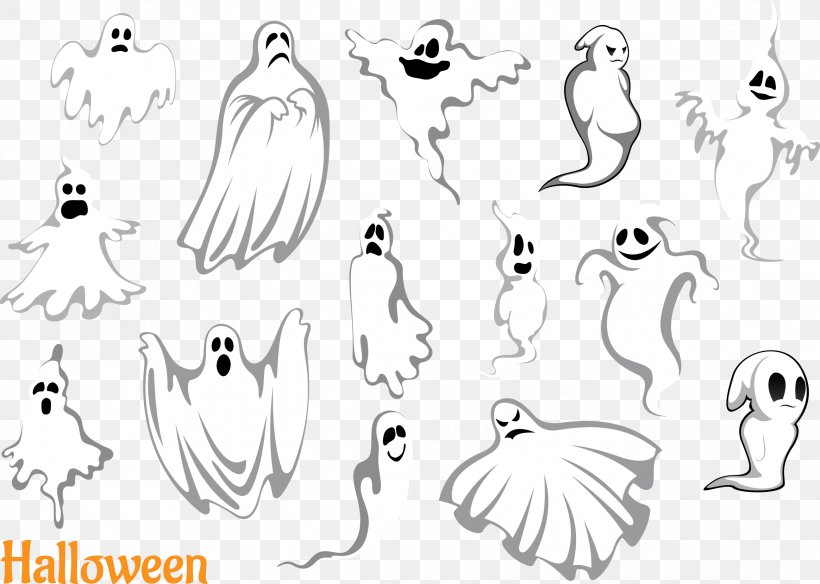 Ghost Yūrei, PNG, 2329x1659px, Ghost, Bird, Black And White, Cartoon, Drawing Download Free