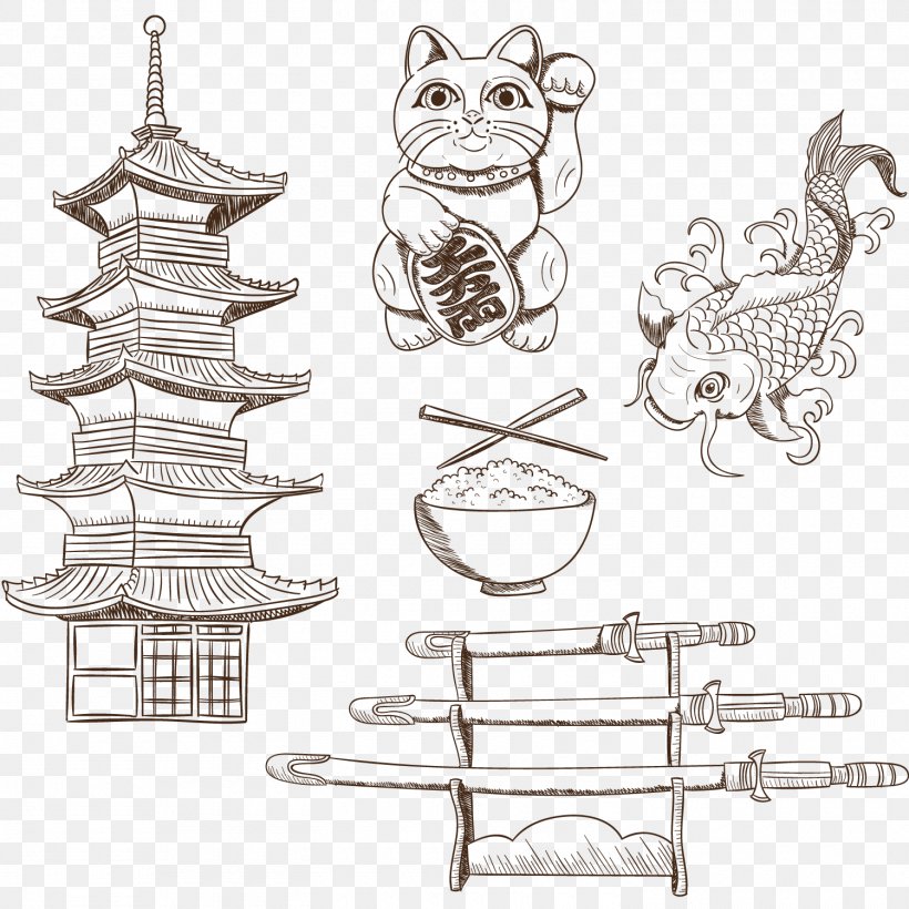Culture Of Japan Temple Drawing, PNG, 1500x1500px, Japan, Art, Artwork, Bathroom Accessory, Black And White Download Free