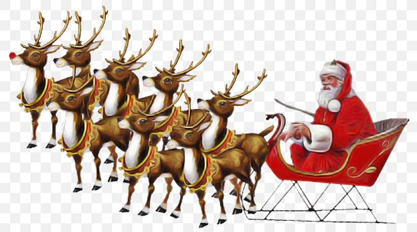 Santa Claus, PNG, 800x457px, Reindeer, Christmas Eve, Deer, Elk, Santa Claus Download Free