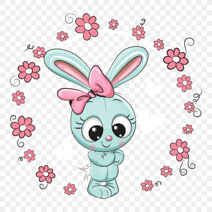 Easter Bunny, PNG, 1024x1024px, Pink, Cartoon, Easter Bunny, Heart, Plant Download Free