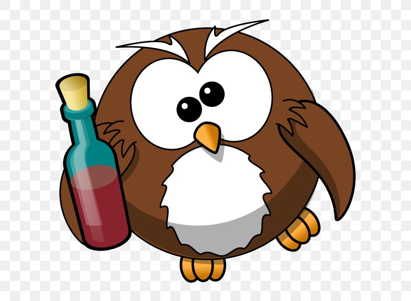 Owl Cartoon Alcohol Intoxication Clip Art, PNG, 600x600px, Owl, Alcohol Intoxication, Alcoholic Drink, Artwork, Beak Download Free