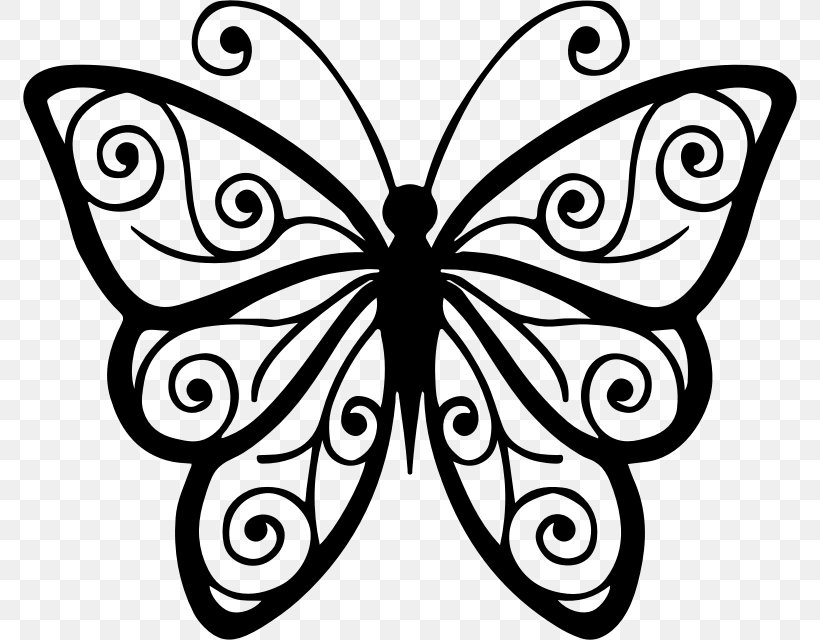 Butterfly Clip Art, PNG, 774x640px, Butterfly, Artwork, Black And White, Blog, Brush Footed Butterfly Download Free