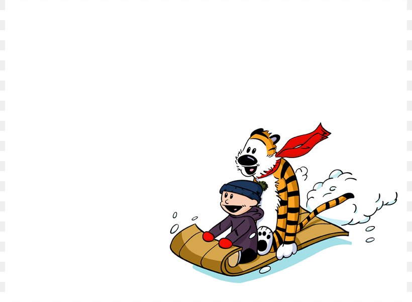 Calvin And Hobbes Sledding, PNG, 800x600px, Calvin And Hobbes, Art, Bill Watterson, Calvin, Cartoon Download Free