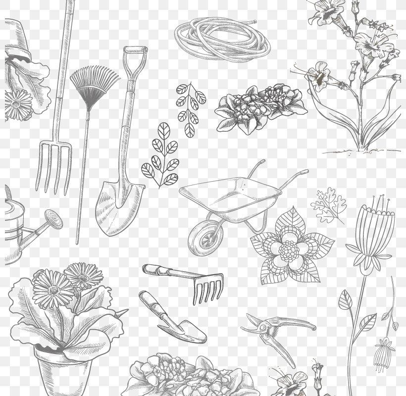 Garden Tool Horticulture, PNG, 800x800px, Garden Tool, Artwork, Black And White, Bonsai, Branch Download Free