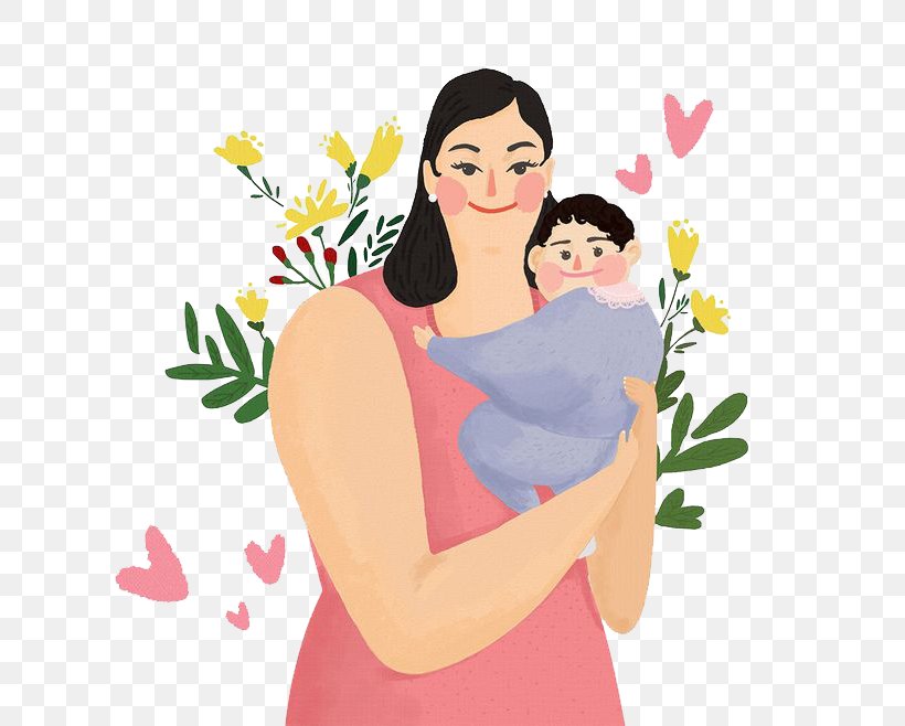 South Korea Mother Child Cartoon Illustration, PNG, 658x658px, Watercolor, Cartoon, Flower, Frame, Heart Download Free