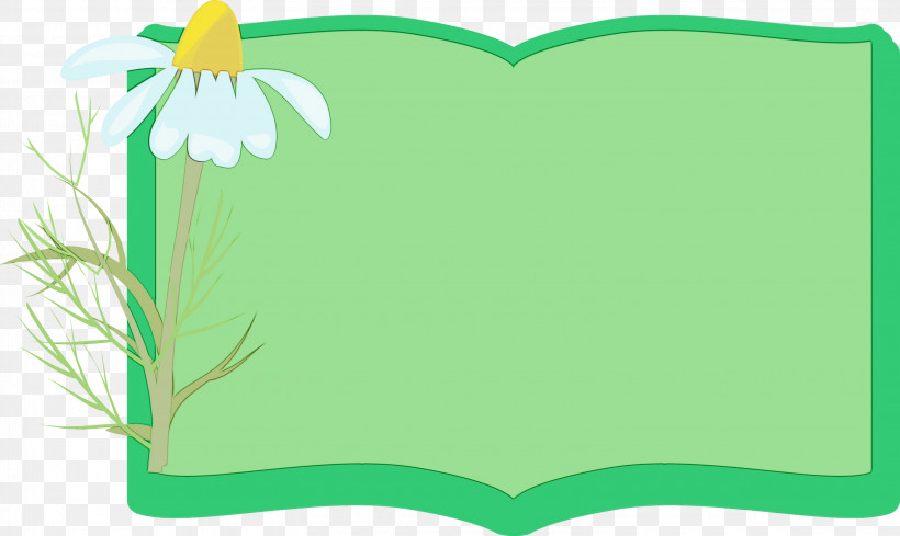 Flower Plant Stem Petal Leaf Cartoon, PNG, 3000x1790px, Flower Frame, Book Frame, Cartoon, Flower, Green Download Free