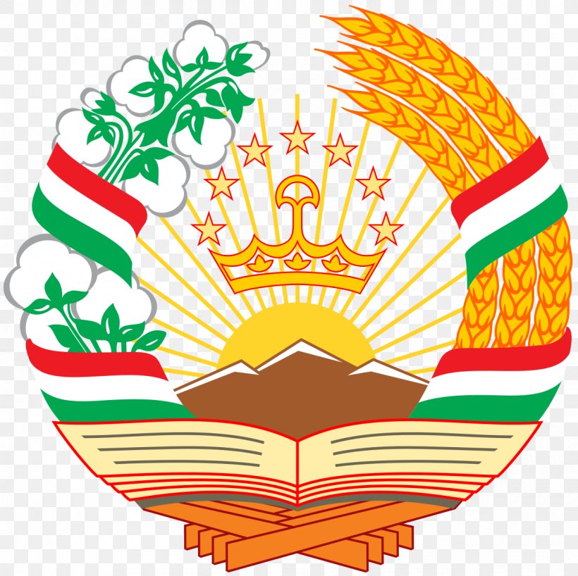 Emblem Of Tajikistan Tajik Soviet Socialist Republic Soviet Union Flag Of Tajikistan, PNG, 1200x1198px, Tajikistan, Area, Artwork, Central Asia, Emblem Of Tajikistan Download Free