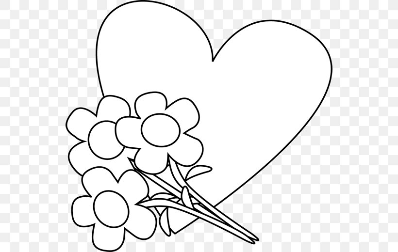 Valentines Day Heart Black And White Clip Art, PNG, 550x520px, Watercolor, Cartoon, Flower, Frame, Heart Download Free