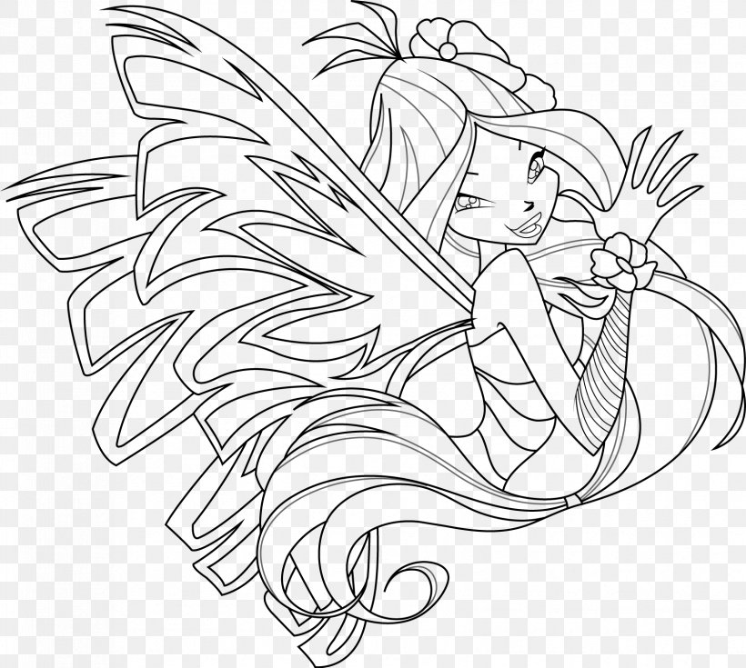 Flora Bloom Sirenix Coloring Book Drawing, PNG, 1677x1504px, Flora, Artwork, Black And White, Bloom, Child Download Free