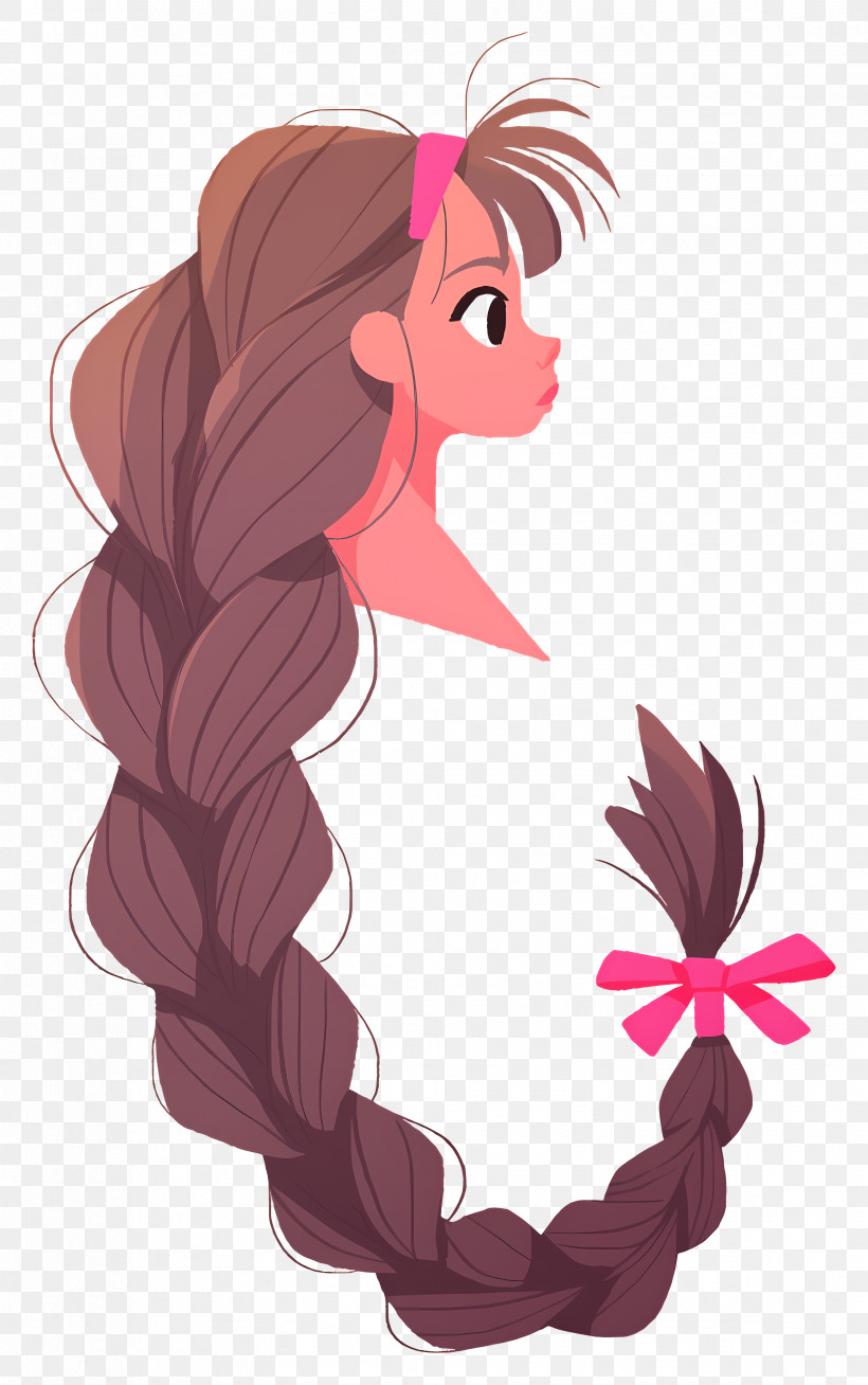 Long Braided Hair - Cartoon Girl With Long Braid, PNG, 3308x5280px ...