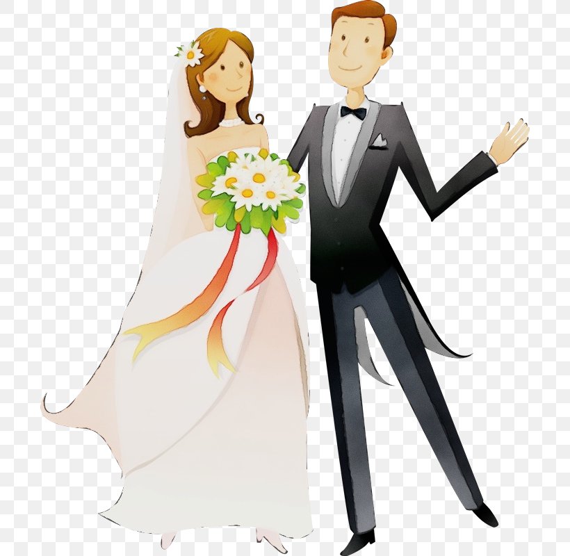 Bride And Groom Cartoon, PNG, 704x800px, Watercolor, Art, Bride, Bridegroom, Cartoon Download Free