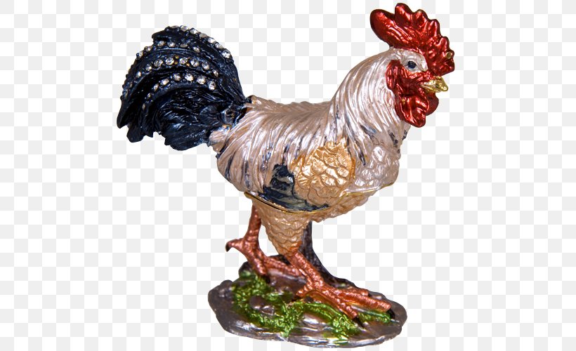 Bird Keepsake Box Rooster Chicken Phasianidae, PNG, 500x500px, Bird, Animal, Chicken, Crystal, Figurine Download Free