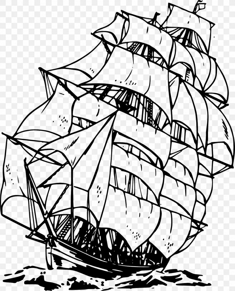 Sailing Ship Clipper Clip Art, PNG, 1291x1600px, Sailing Ship, Art, Artwork, Black And White, Boat Download Free