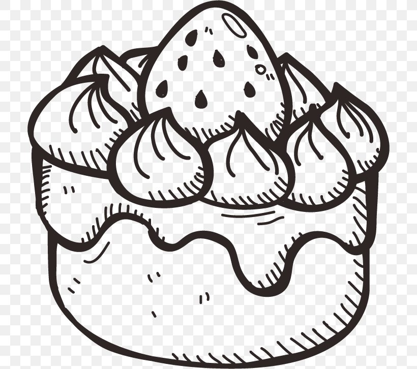 Cake Drawing Clip Art, PNG, 712x726px, Cake, Black And White, Dessert, Drawing, Head Download Free