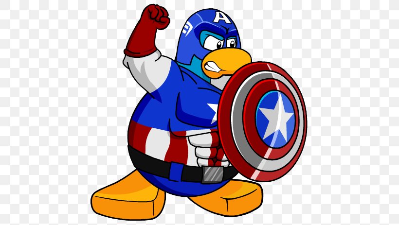 Club Penguin Captain America Clip Art, PNG, 466x463px, Club Penguin, Avengers, Beak, Bird, Blog Download Free
