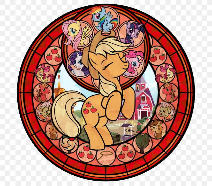 Window Stained Glass Applejack, PNG, 720x720px, Watercolor, Cartoon, Flower, Frame, Heart Download Free