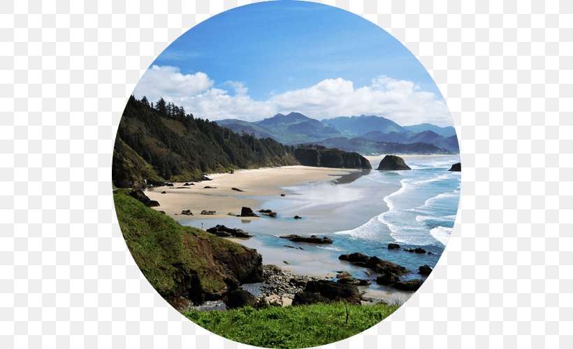 Cannon Beach Rockaway Beach Haystack Rock Oregon Coast, PNG, 500x500px, Cannon Beach, Bay, Beach, Coast, Coastal And Oceanic Landforms Download Free