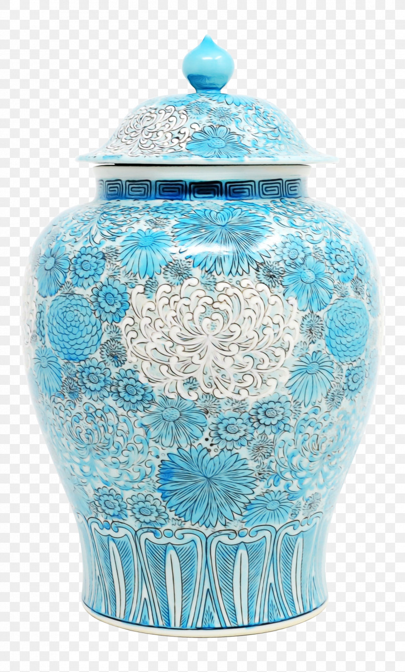 Vase Ceramic Blue And White Pottery Lid Urn, PNG, 1805x3000px, Watercolor, Blue And White Pottery, Ceramic, Lid, Paint Download Free