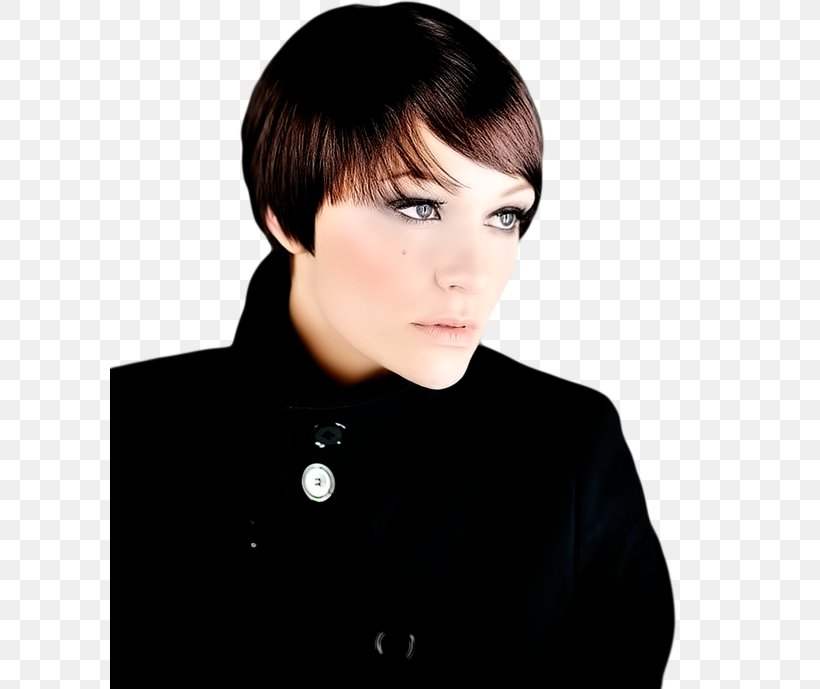 Black And White Color Woman, PNG, 600x689px, Black And White, Bangs, Black, Black Hair, Bowl Cut Download Free