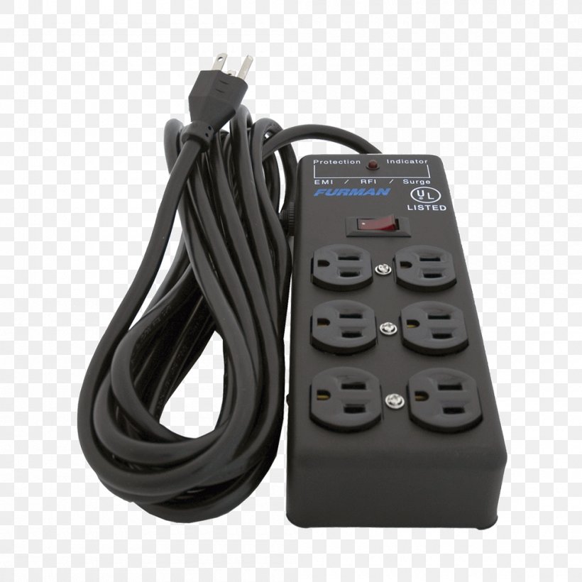 Furman SS-6B 6 Outlet Surge Block Surge Protection Devices Power Strip Power Conditioner AC Power Plugs And Sockets, PNG, 1000x1000px, Surge Protection Devices, Ac Adapter, Ac Power Plugs And Sockets, Alternating Current, Ampere Download Free
