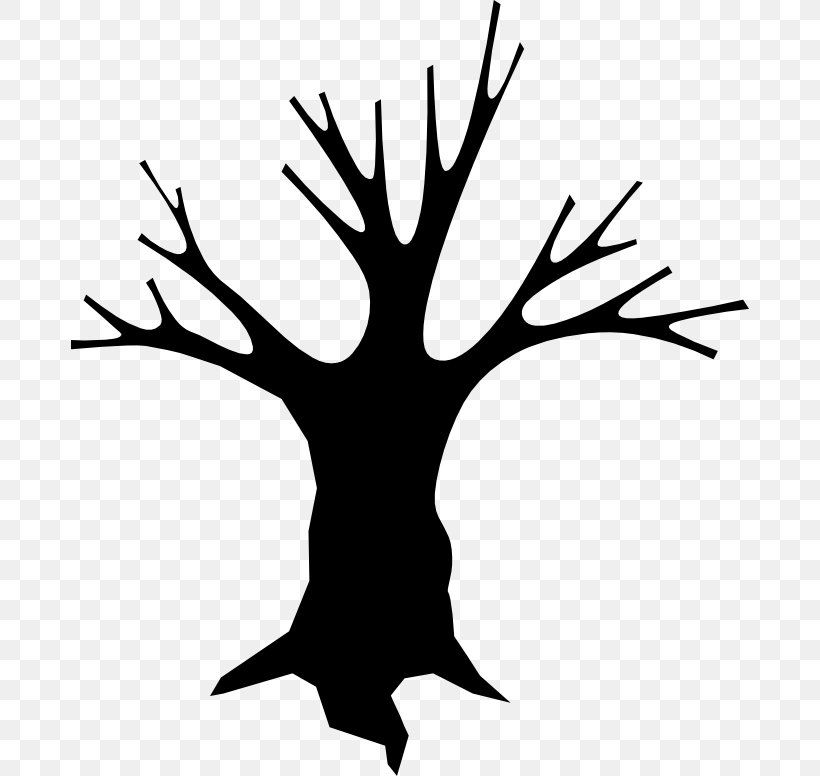 Tree Snag Silhouette Clip Art, PNG, 678x776px, Tree, Antler, Black And White, Branch, Cartoon Download Free