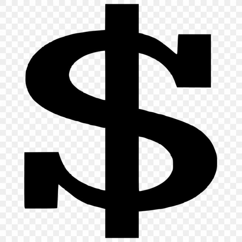 Dollar Sign Currency Symbol Clip Art, PNG, 958x958px, Dollar Sign, Black And White, Cross, Currency Symbol, Dollar Download Free