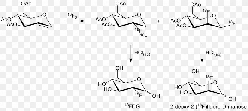 Fludeoxyglucose Chemical Synthesis Positron Emission Tomography Fluorine-18 Chemistry, PNG, 1933x872px, Fludeoxyglucose, Area, Art, Auto Part, Black And White Download Free