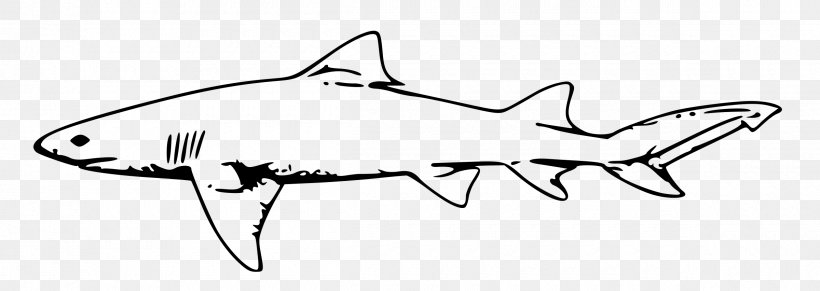Great White Shark Black And White Clip Art, PNG, 2400x852px, Shark, Area, Artwork, Black And White, Carnivoran Download Free
