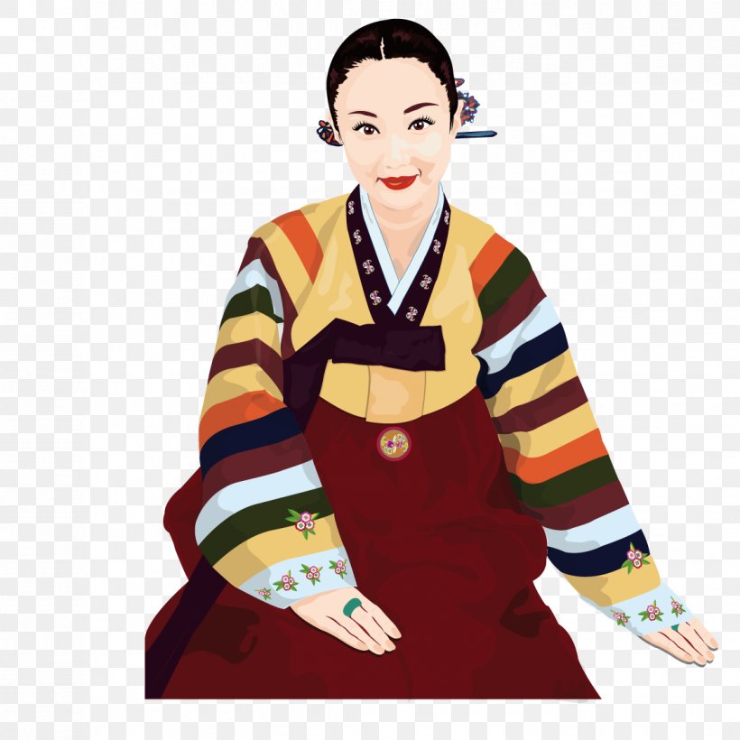 Korean Hanbok Clipart Png Images Illustration Of A Girl Wearing | The ...