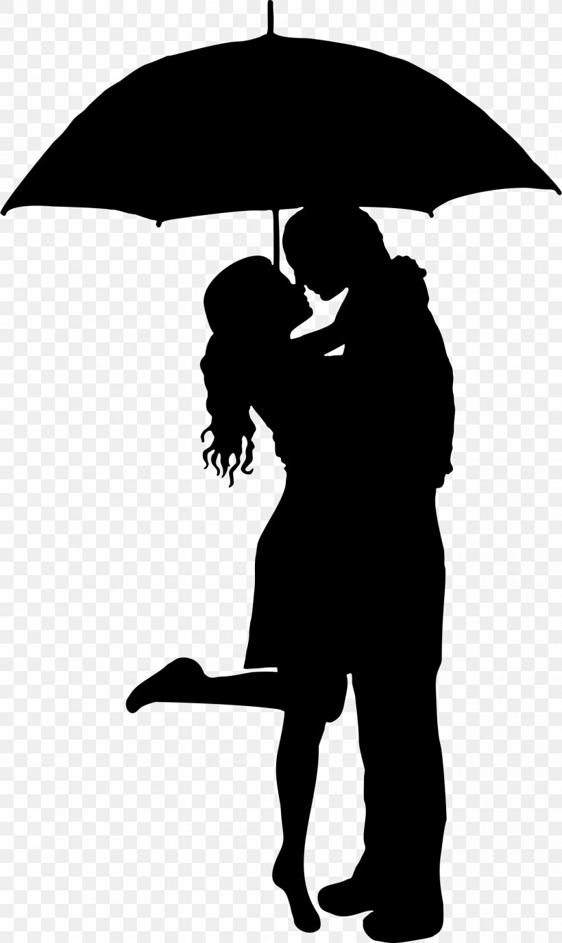 Umbrella Kiss Romance Rain Silhouette, PNG, 1402x2356px, Umbrella, Art, Blackandwhite, Couple, Drawing Download Free