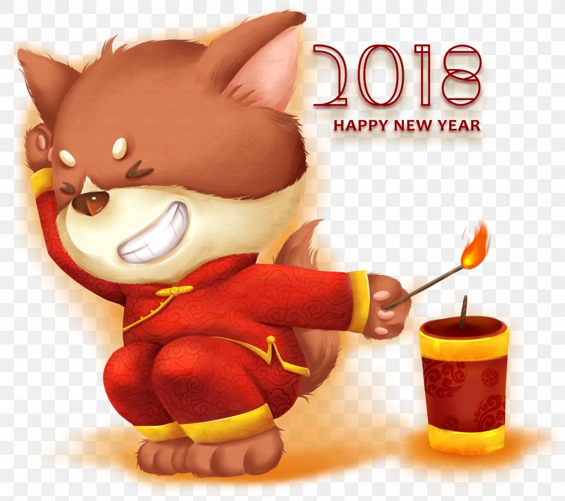 Dog Chinese New Year Firecracker Image Cartoon, PNG, 2000x1775px, 2018, Dog, Carnivoran, Cartoon, Cat Download Free