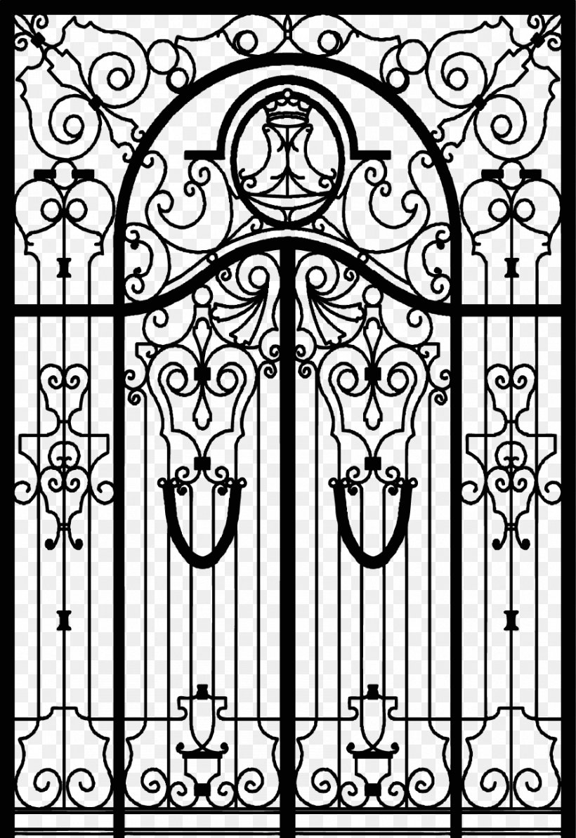 Gate Wrought Iron Fence, PNG, 893x1300px, Gate, Arch, Architecture, Area, Black And White Download Free