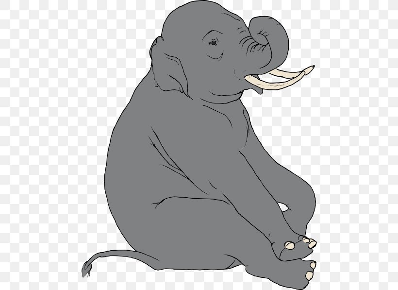 Indian Elephant Animation Clip Art, PNG, 486x597px, Indian Elephant, African Elephant, Animation, Asian Elephant, Black And White Download Free