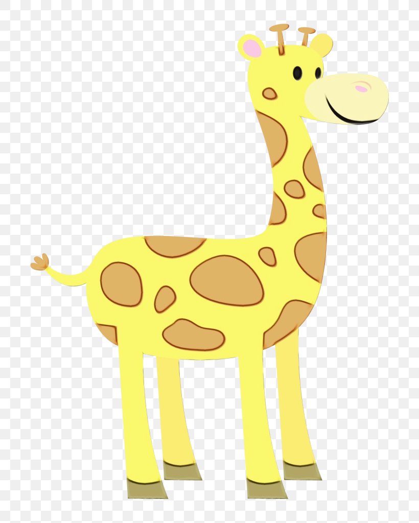 Giraffe Giraffidae Yellow Animal Figure Terrestrial Animal, PNG, 768x1024px, Watercolor, Animal Figure, Cartoon, Fawn, Giraffe Download Free