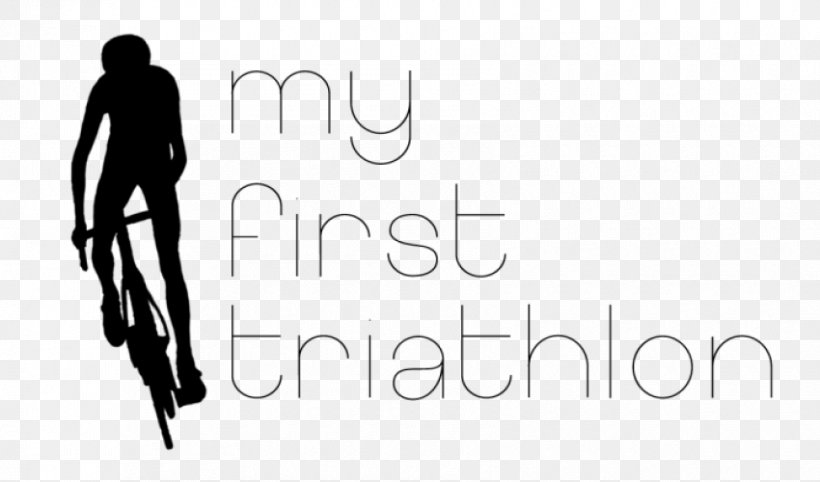 Your First Triathlon Ironman Triathlon Racing Logo, PNG, 850x500px, Triathlon, Arm, Bicycle, Black, Black And White Download Free