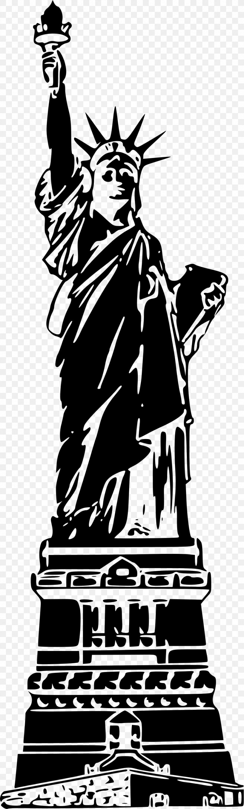 Statue Of Liberty Clip Art, PNG, 905x3000px, Statue Of Liberty, Art, Black, Black And White, Drawing Download Free