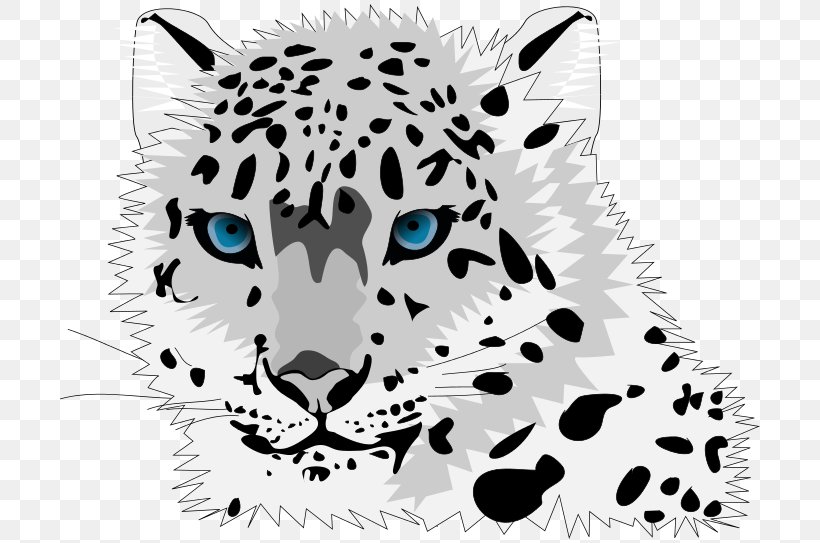 Snow Leopard Felidae Amur Leopard Tiger Clip Art, PNG, 708x543px, Leopard, Big Cats, Black And White, Carnivoran, Cartoon Download Free
