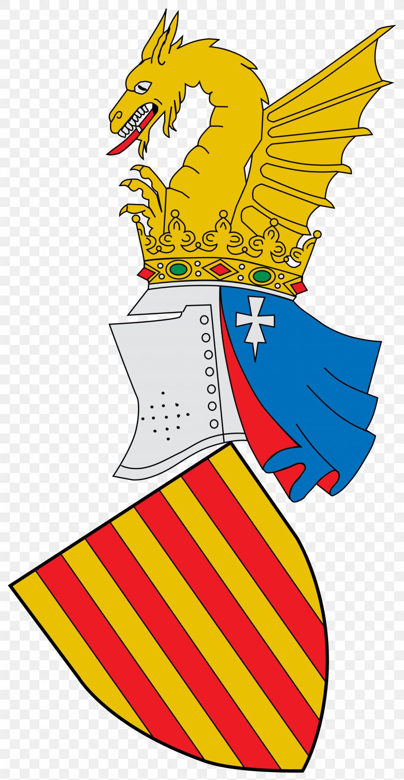 Kingdom Of Valencia Tirant Lo Blanch Coat Of Arms Escudo Da Comunidade Valenciana, PNG, 2000x3863px, Valencia, Area, Artwork, Beak, Blason De Valence Download Free