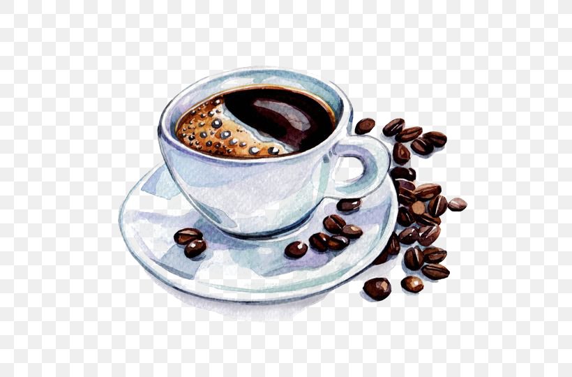 Coffee Cup Latte Cafe Watercolor Painting, PNG, 564x540px, Coffee, Black Drink, Cafe, Caffeine, Cappuccino Download Free