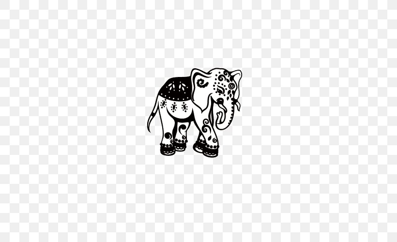 Dog Ganesha Elephant Ornament Sticker, PNG, 500x500px, Dog, Area, Art, Black, Black And White Download Free