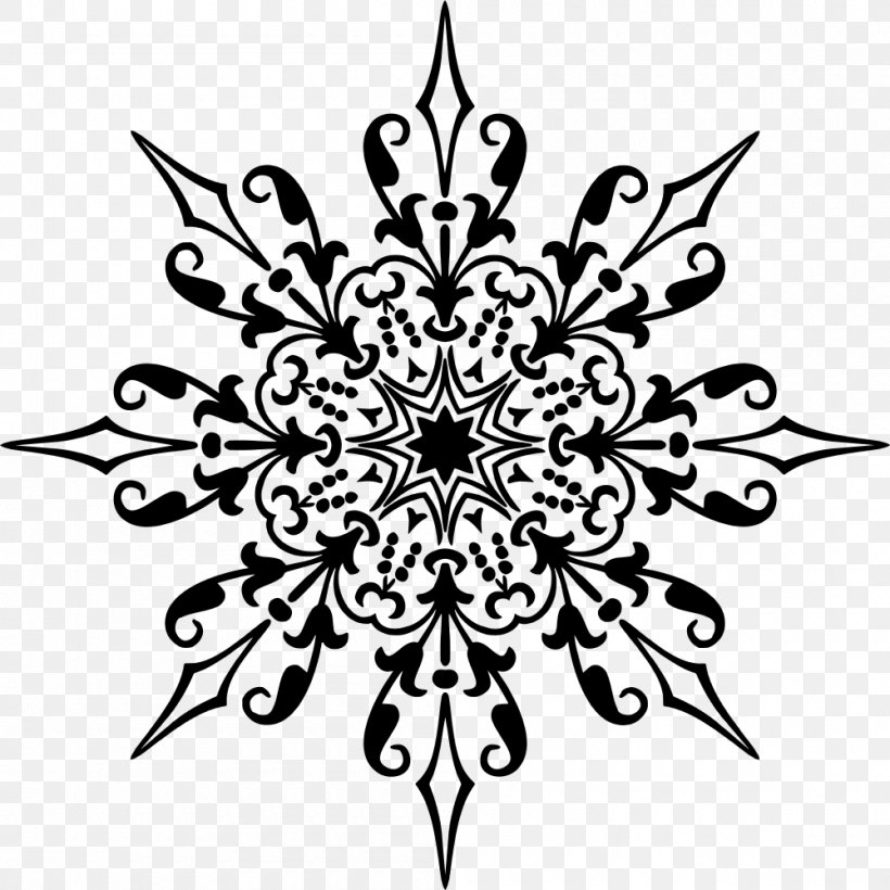 Symmetry Ornament Clip Art, PNG, 1000x1000px, Symmetry, Black, Black And White, Flora, Floral Design Download Free
