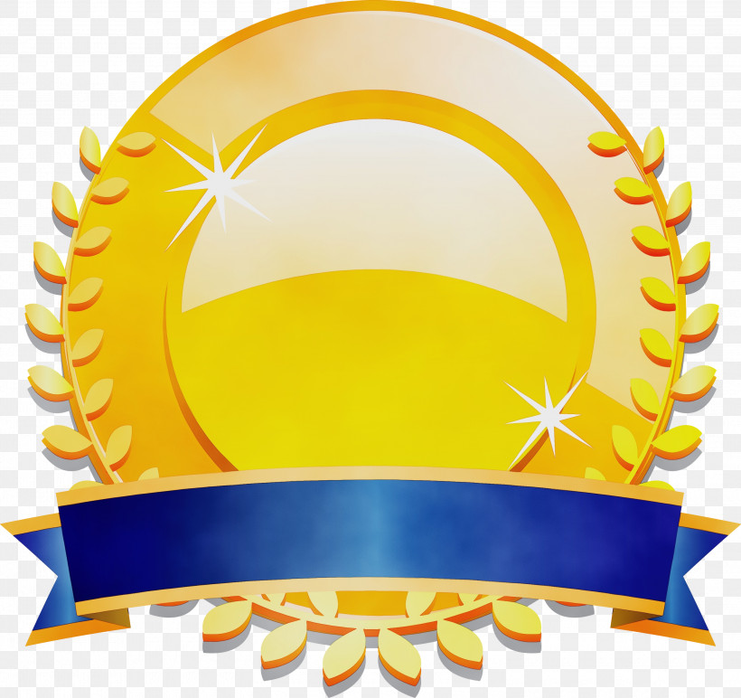 Yellow Logo Symbol, PNG, 3000x2825px, Gold Badge, Blank Badge, Logo, Paint, Ribbon Badge Download Free