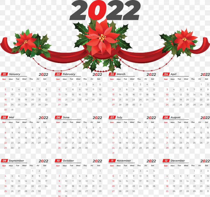 2022 Yeary Calendar 2022 Calendar, PNG, 3000x2817px, Christmas Day, Christmas Decoration, Christmas Lights, Garland, Poinsettia Download Free