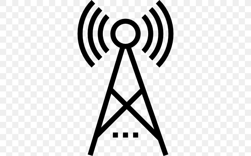 Telecommunications Tower Signal Radio, PNG, 512x512px, Telecommunications Tower, Aerials, Area, Black And White, Broadcasting Download Free